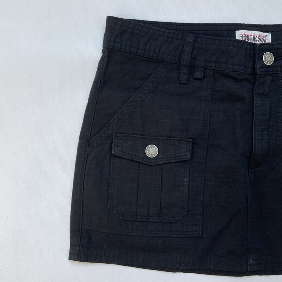 Guess Women's Originals Ripstop Mini Skirt Cargo Pockets In Black Size 27 - Picture 7 of 10